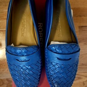 Robert Zur Blue Woven Loafers